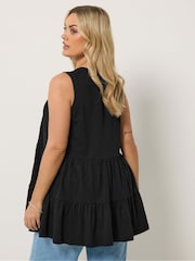 Yours Curve Black Notch Neck Tiered Vest - Image 3 of 4