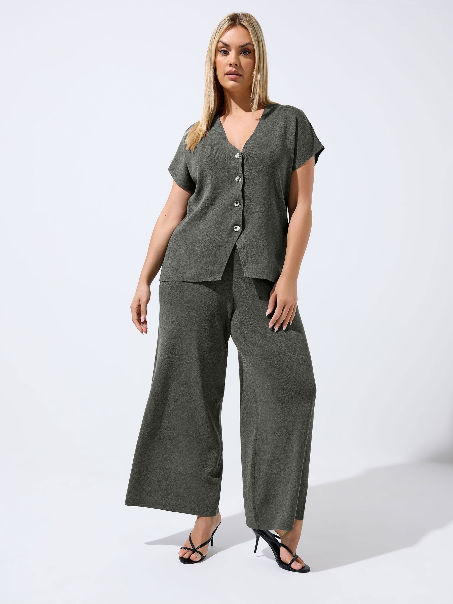 Yours Curve Women's Grey Limited Knitted Trousers