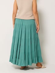Yours Curve Green Crinkle Tiered Maxi Skirt - Image 3 of 5