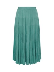 Yours Curve Green Crinkle Tiered Maxi Skirt - Image 5 of 5