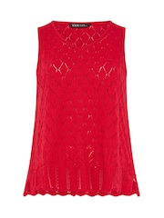 Yours Curve Red Pointelle Knitted Vest Top - Image 5 of 5