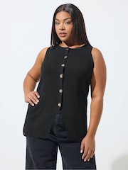 Yours Curve Black Limited Knitted Waistcoat - Image 1 of 5