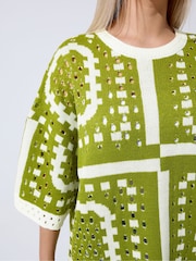 Yours Curve Green Limited Crochet Boxy Top - Image 5 of 6