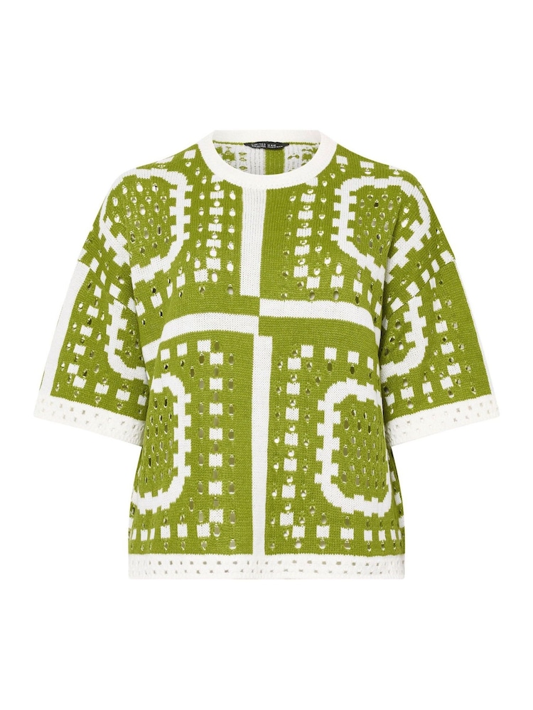 Yours Curve Green Limited Crochet Boxy Top - Image 6 of 6