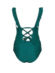 Yours Curve Green Maternity Ruffle Tie Back Swimsuit - Image 6 of 6