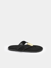 Yours Curve Black EEE Extra-Wide Fit Hammered Disk Sandals - Image 3 of 5