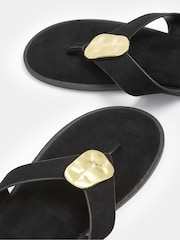 Yours Curve Black EEE Extra-Wide Fit Hammered Disk Sandals - Image 5 of 5