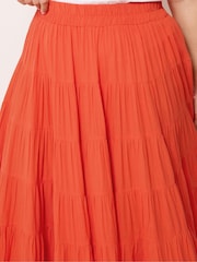 Yours Curve Red Crinkle Tiered Maxi Skirt - Image 4 of 5
