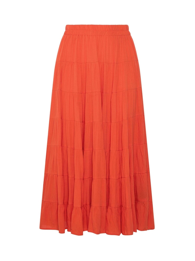 Yours Curve Red Crinkle Tiered Maxi Skirt - Image 5 of 5