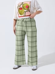 Yours Curve Grey Limited Checked Wide Leg Trousers - Image 2 of 5