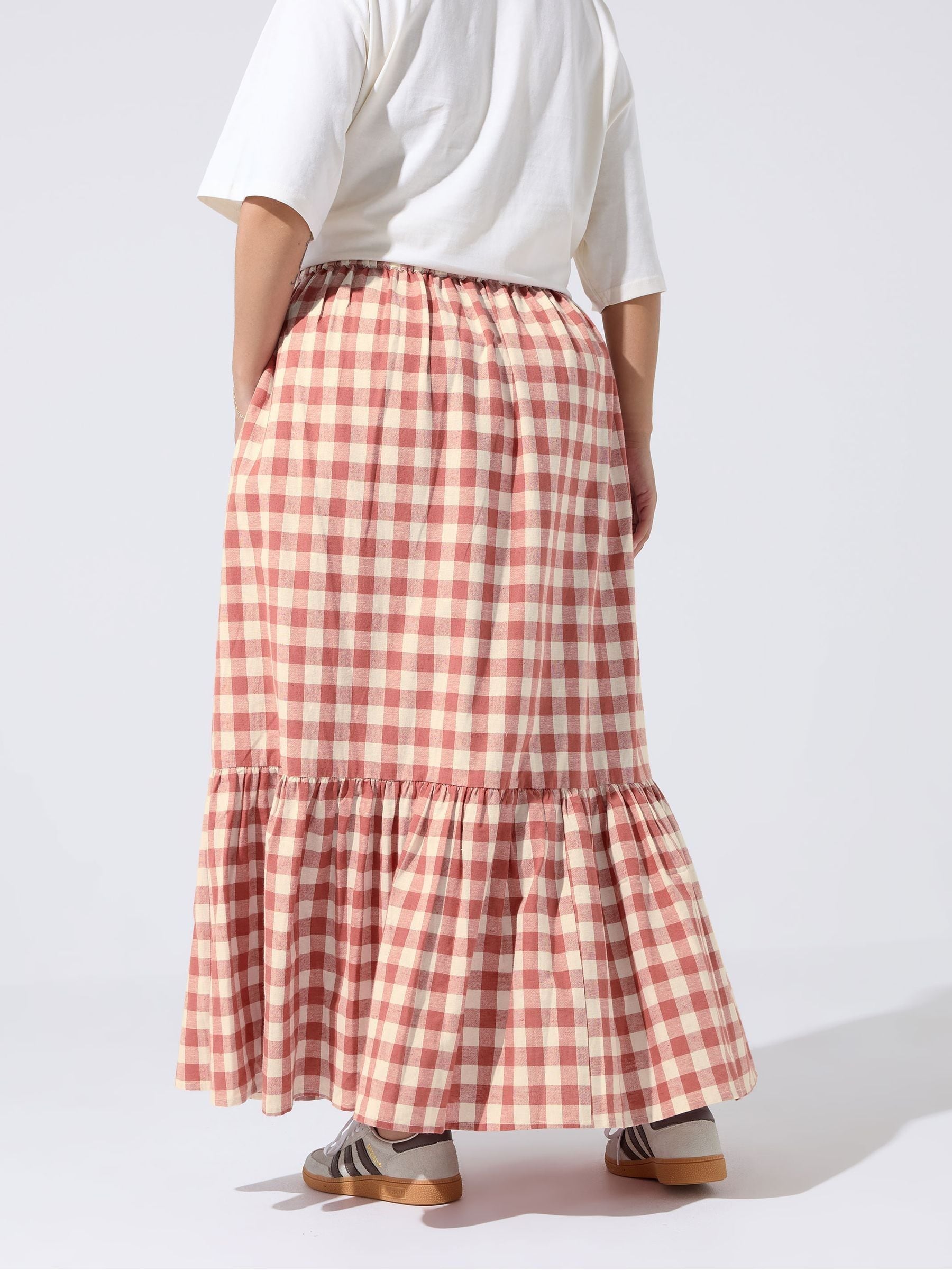 Buy Yours Curve Red Limited Gingham Skirt from the Next UK online shop