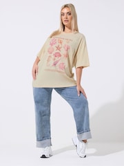 Yours Curve Pink Limited Treasures Of The Sea Pearl T-Shirt - Image 3 of 5