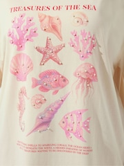Yours Curve Pink Limited Treasures Of The Sea Pearl T-Shirt - Image 4 of 5