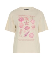 Yours Curve Pink Limited Treasures Of The Sea Pearl T-Shirt - Image 5 of 5