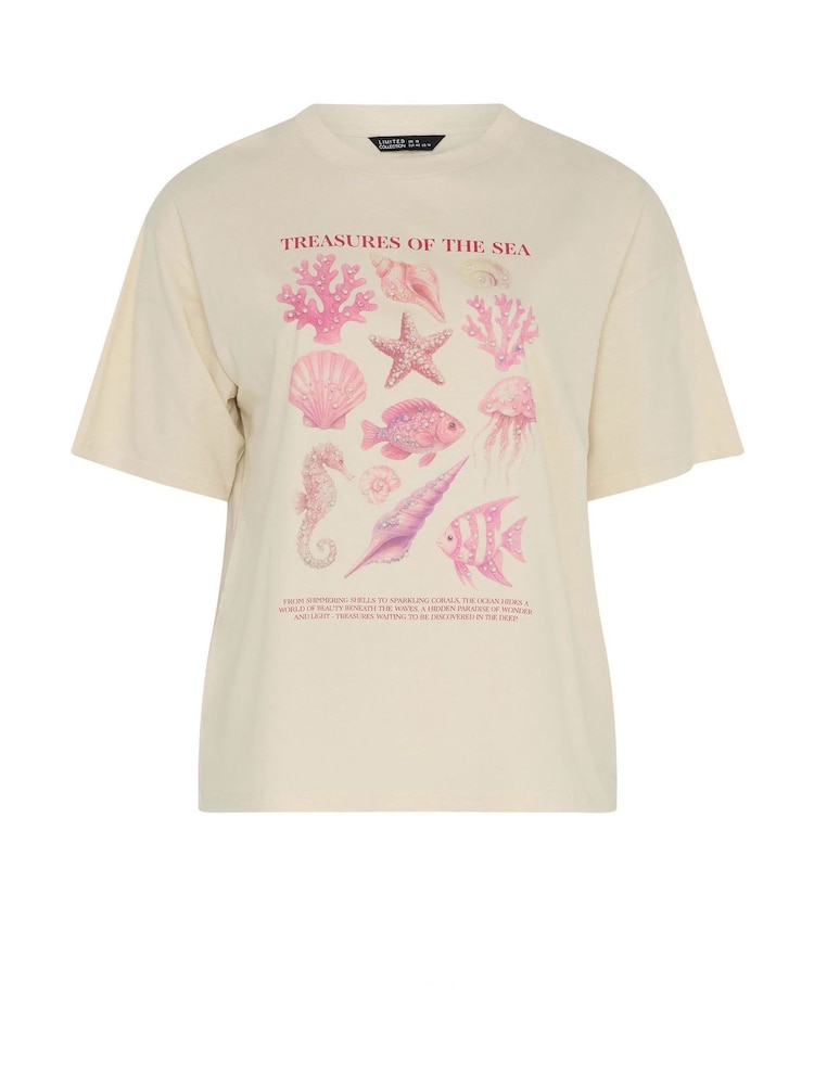 Yours Curve Pink Limited Treasures Of The Sea Pearl T-Shirt - Image 5 of 5 Yours Curve Pink Limited Treasures Of The Sea Pearl T-Shirt - Image 5 of 5