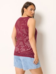 Yours Curve Red Knitted Vest With Stitch Detail - Image 3 of 5