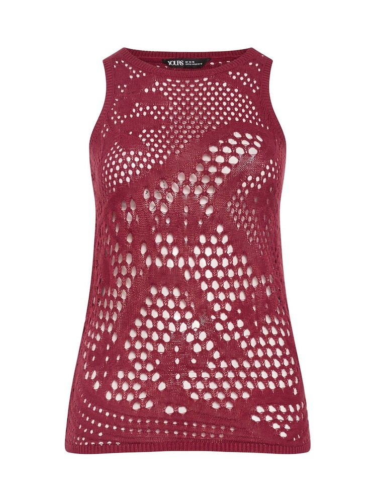Yours Curve Red Knitted Vest With Stitch Detail - Image 5 of 5