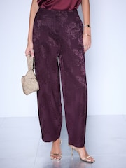 酒紅 - Jacquard Barrel Leg Trousers - 圖片 3，共 9