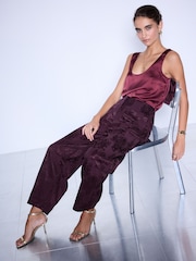 酒紅 - Jacquard Barrel Leg Trousers - 圖片 4，共 9