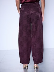 酒紅 - Jacquard Barrel Leg Trousers - 圖片 5，共 9