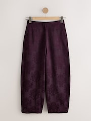 酒紅 - Jacquard Barrel Leg Trousers - 圖片 7，共 9