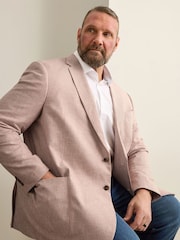 BadRhino Big & Tall Pink Linen Blend Suit Jacket - Image 1 of 7