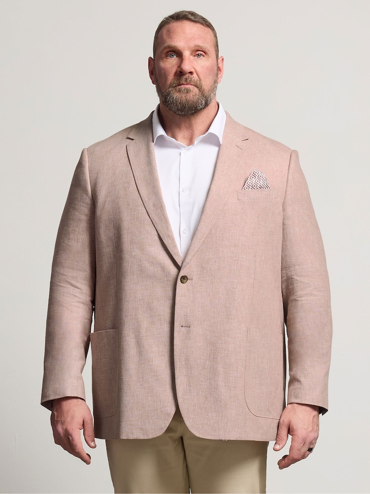 BadRhino Big & Tall Pink Linen Blend Suit Jacket - Image 2 of 7