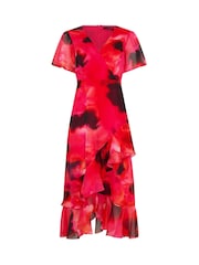 Rojo - Star by Julien MacDonald Blurred Floral Tiered Wrap Dress - Imagen 5 de 5