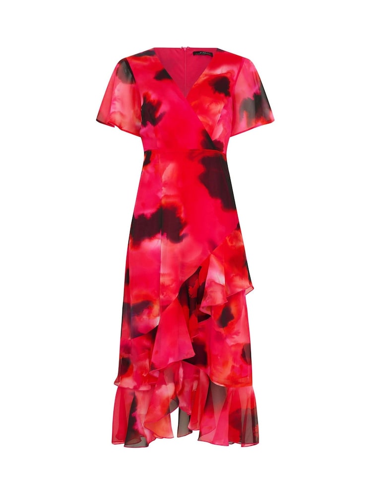 Rojo - Star by Julien MacDonald Blurred Floral Tiered Wrap Dress - Imagen 5 de 5