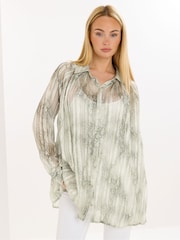 Star by Julien MacDonald Grey Pleated Printed Shirt - Image 1 of 5