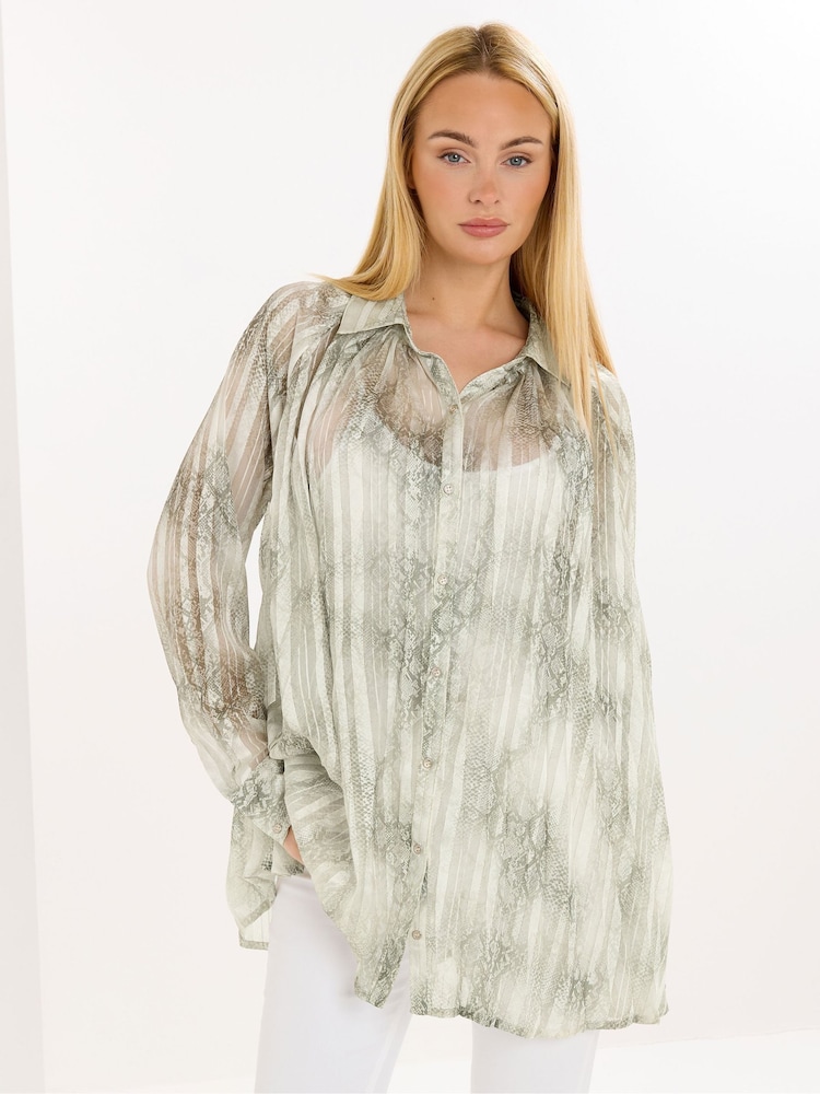Star by Julien MacDonald Grey Pleated Printed Shirt - Image 1 of 5 Star by Julien MacDonald Grey Pleated Printed Shirt - Image 1 of 5