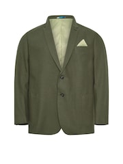 BadRhino Big & Tall Green Long Linen Blend Suit Jacket - Image 4 of 4