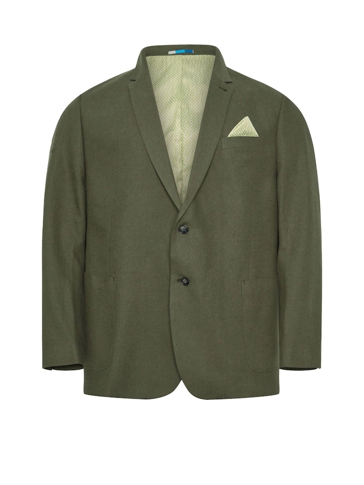 BadRhino Big & Tall Green Long Linen Blend Suit Jacket - Image 4 of 4
