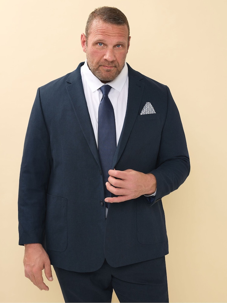 BadRhino Big & Tall Blue Long Linen Blend Suit Jacket - Image 2 of 7