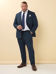 BadRhino Big & Tall Blue Long Linen Blend Suit Jacket - Image 5 of 7