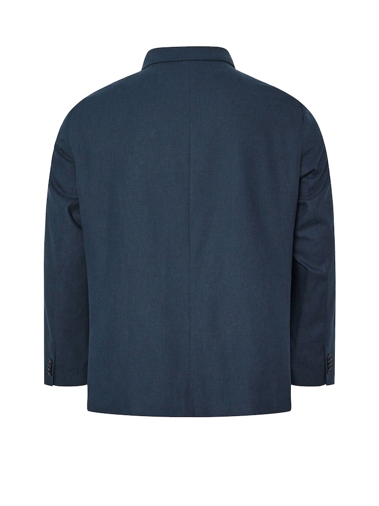 BadRhino Big & Tall Blue Long Linen Blend Suit Jacket - Image 7 of 7