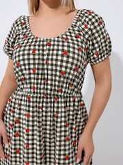 Negro - Yours Curve Limited Gingham Bardot Dress - Imagen 4 de 5
