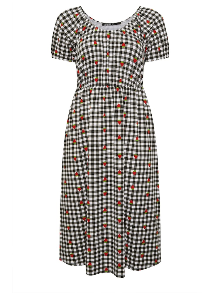 Negro - Yours Curve Limited Gingham Bardot Dress - Imagen 5 de 5