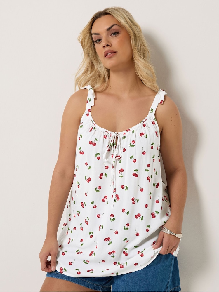 Yours Curve Cherry Print Vest Top - 圖片 1/5
