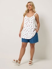 Yours Curve Cherry Print Vest Top - 圖片 2/5