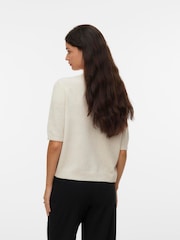 VERO MODA Cream Round Neck Short Sleeve Cardigan - Image 2 of 4