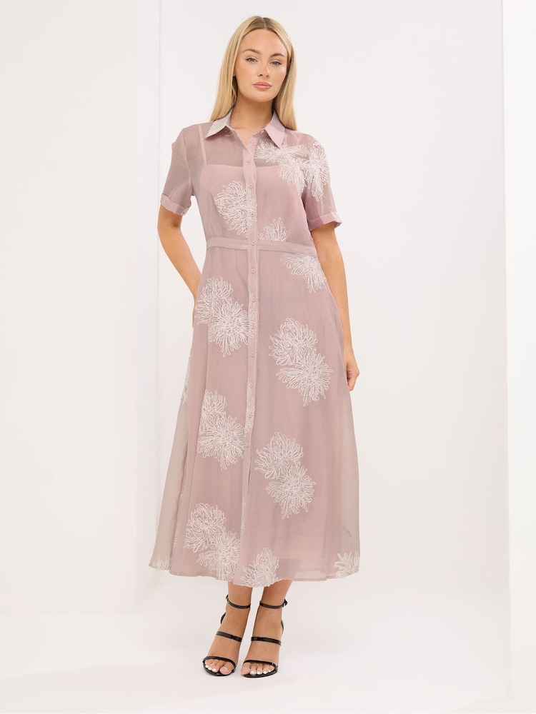Star by Julien MacDonald Pink Embroidered Shirt Dress - Image 1 of 5 Star by Julien MacDonald Pink Embroidered Shirt Dress - Image 1 of 5
