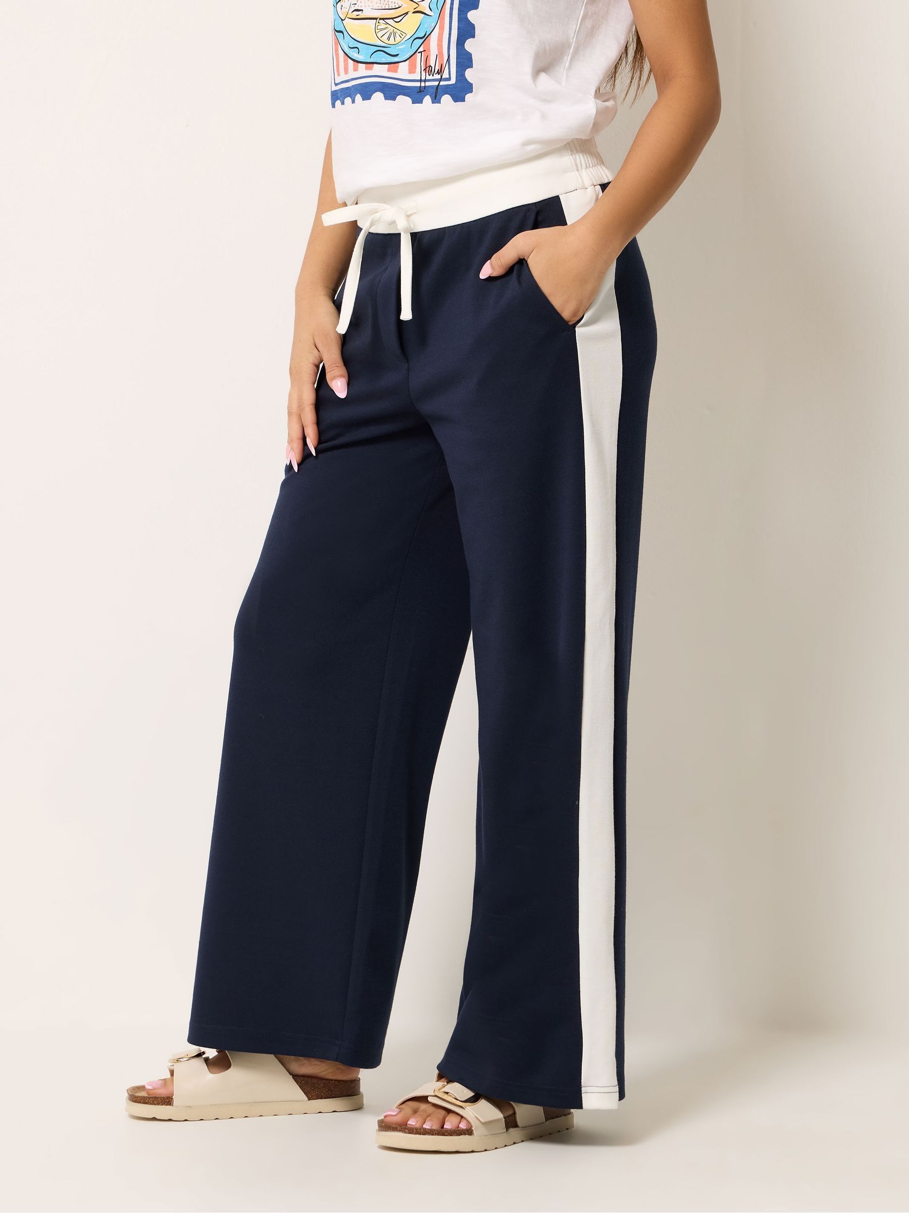 M & Co Women's Blue Petite Colourblock Trousers