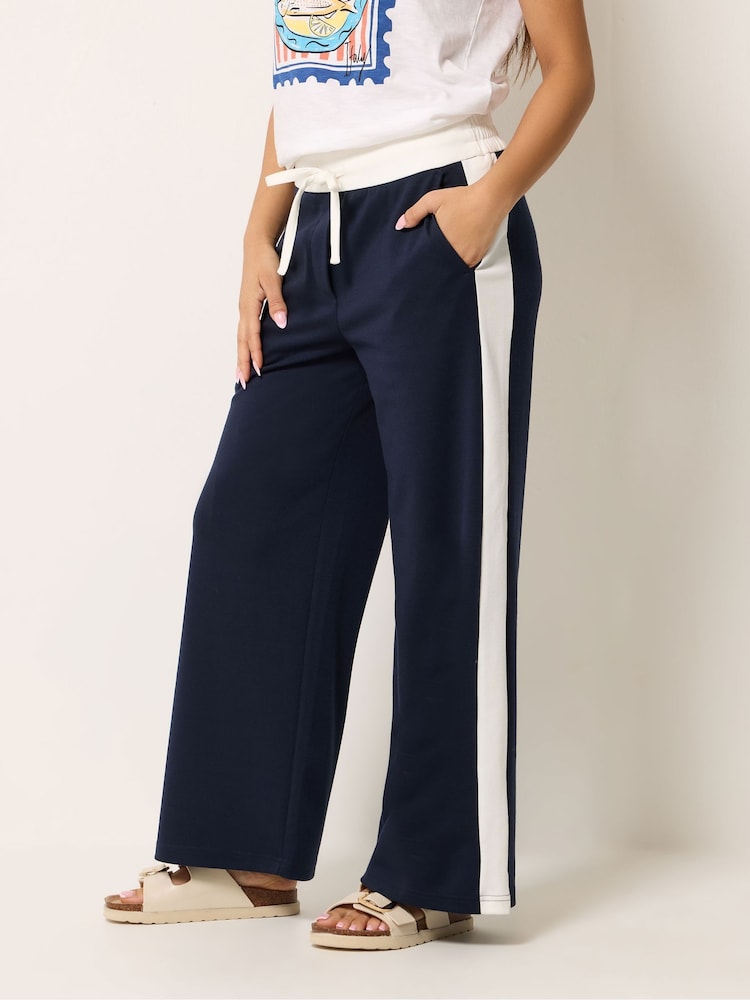 M&Co Blue Petite Colourblock Trousers - Image 1 of 5