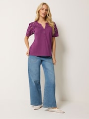 M&Co Purple Embroidered Panel T-Shirt - Image 2 of 5