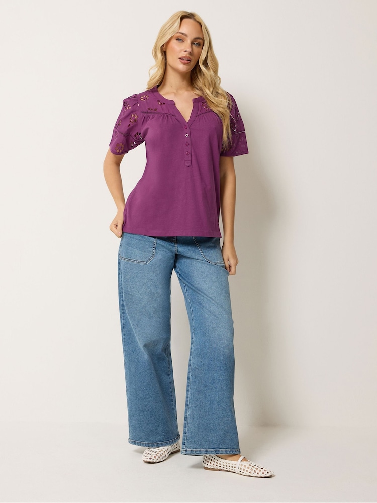 M&Co Purple Embroidered Panel T-Shirt - Image 2 of 5