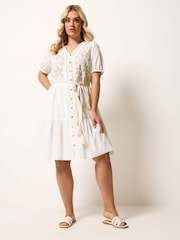 Yours Curve White Cornelli Shirt Dress - Image 2 of 5