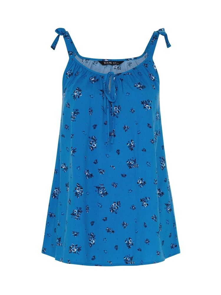 藍色 - Yours Curve Ditsy Floral Vest Top - 圖片 5/5