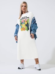 Yours Curve White Limited Tropical T-Shirt Dress - Image 2 of 5