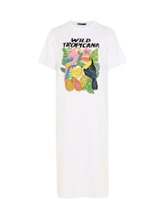 Yours Curve White Limited Tropical T-Shirt Dress - Image 5 of 5